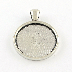 Античное Серебро Тибетский стиль плоские круглые литые настройки подвеска кабошон, чашки безель с краями, без кадмия и без свинца, античное серебро, лоток : 35 мм, 46.5x38x3 мм, Отверстие : 7x4 мм , около 122 шт / 1000 г