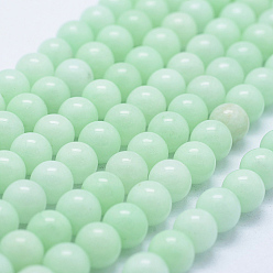 Aquamarine Natural Jade Beads Strands, Dyed, Round, Aquamarine, 8mm, Hole: 1mm, about 47~50pcs/strand, 14.57 inch~14.96 inch(37~38cm)