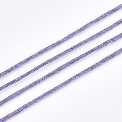 Lilac Waxed Cotton Thread Cords, Lilac, 1mm, about 100yards/roll(300 feet/roll)