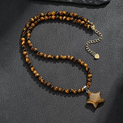 Тигровый глаз Богемный кулон в виде звезды из натурального тигрового глаза 4мм круглые камни, бусы, платиной и золотом