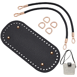 Черный 1 шт. овальные сумки из искусственной кожи для вязания крючком, подкладка для придания формы дну и ручки для сумок, с 4железными D-образными кольцами и 2ручками для сумок из искусственной кожи., золотой свет, чёрные, Корректирующая подушечка для ягодиц: 22.3x10.2x0.9см, отверстие : 5 мм