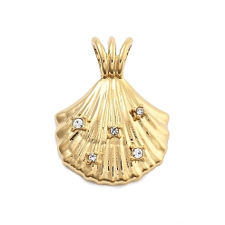 Настоящее золото 18K 304 из нержавеющей стали Кристалл Rhinestone подвески, очарование листа, вакуумное покрытие pvd, реальный 18 k позолоченный, 20x15x6 мм, отверстие : 4 мм