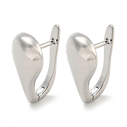 Платинированный Серьги-кольца из латуни в форме слезы, Реальная платина, 17x9 мм