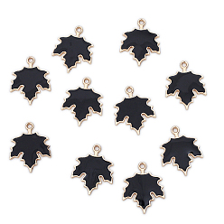 Черный Подвески из эмали и сплава, золотой свет, кленового листа, чёрные, 24x19 мм