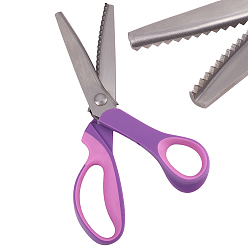Medium Violet Red Stainless Steel Scalloped Pinking Shears, with Plastic Handle, Sewing Craft Scissors, Medium Violet Red, 234x87x18mm