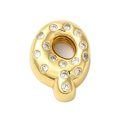 Letter Q Покрытие стойки латунь микро паве прозрачные перданты из кубического циркония, без кадмия и без свинца, долговечный, реальный 18 k позолоченный, Буква Q, 23x17x6 мм, отверстие : 5x2.5 мм