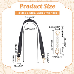 Черный 2 шт 2 стиль pu искусственная кожа/abs пластик имитация жемчуга ручки для сумки, Сплав с застежками, разноцветные, 13.5~60 см, 1 шт / стиль