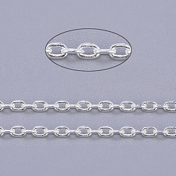 Серебро Латунные кабельные цепи, цепи с алмазной огранкой, несварные, граненые, с катушкой, без кадмия и без свинца, серебряные, 2.5x1x0.5 мм, около 301.83 футов (92 м) / рулон