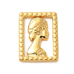 Золотой Ионное покрытие (ip) 304 кабошоны из нержавеющей стали, прямоугольник с женщинами, золотые, 15.5x12x2 мм