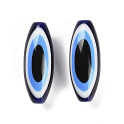 Oval Непрозрачные шарики cmолы, злой стиль глаз, темно-синий, овальные, 34x13 мм, отверстие : 2 мм