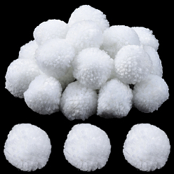White 24Pcs Wool Soft Pompom Ball, for Hats Shoes Scarves Bag Charms Accessories, White, 40mm, 24pcs/set