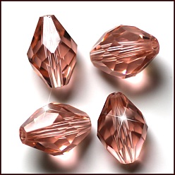 Легкий Лосось Имитация Австрийские кристаллические шарики, класс AAA, к 9 стекло, граненые, двухконусные, светлый померанцевый, 10x13 мм, отверстие : 0.9~1 мм