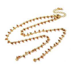 Авантюрин Латунь кабель цепи ожерелье изготовление, с натуральным оранжевым авантюрином, стойки покрытие, долговечный, реальный 18 k позолоченный, спаянный, 19.49 дюйм (49.5 см)