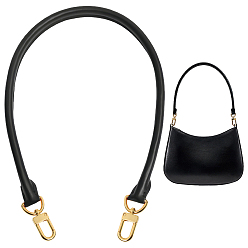 Black Leather Bag Straps, Webbing Bag Straps, with Metal Clasps, Purse Making Accessories, Light Gold, Black, 720x10mm