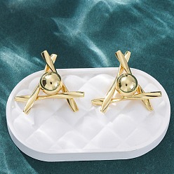 Настоящее золото 18K Треугольные с круглыми латунными серьгами-гвоздиками, без свинца и без кадмия, долговечный, стойки покрытие, реальный 18 k позолоченный, 27x30 мм