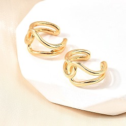 Настоящее золото 18K Латунь манжеты серьги, c-образный, реальный 18 k позолоченный, 16.5x15.5x10.5 мм