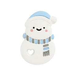 Светло-Голубой Кабошоны из пищевого экологически чистого силикона снеговика, на Рождество, Небесно-голубой, 85x54 мм