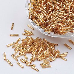 Золотистый Стеклянные витые бусины, металлических цветов, золотые, 5x2 мм, отверстия: 0.5 мм, около 16000 шт / мешок