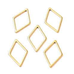 Золотой 201 нержавеющей стали связывающий кольца, ромб, золотые, 15.5x10x1 мм