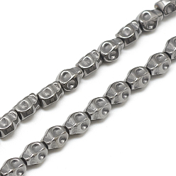 Black Plated Electroplate Non-magnetic Synthetic Hematite Bead Strands, Skull, Black Plated, 6x5x4.5mm, Hole: 1mm, about 67pcs/strand, 15.7 inch