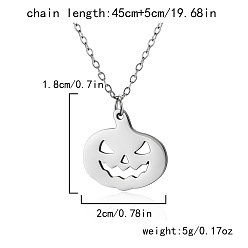 Тыква Хэллоуин 304 подвески из нержавеющей стали с лазерной резкой, цвет нержавеющей стали, не тускнеет, тыква, 17.72 дюйм (45 см), Кулон : 20x18 мм