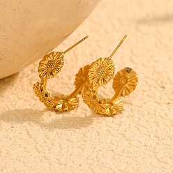 Золотой 304 из нержавеющей стали серьги, цветок, золотые, 23.5x10 мм