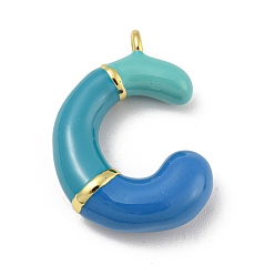 Letter C Латунь эмаль подвески, долговечный, без кадмия и без свинца, реальный 18 k позолоченный, буквенное очарование, буква С, 23.5x16.5x5.5 мм, отверстие : 1.8 мм