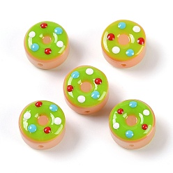 Лайм Lampwork бисер, пончик, желто-зеленые, 15x10 мм, отверстие : 1.2 мм