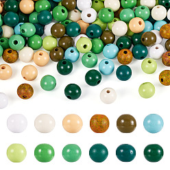 (52) Непрозрачная лаванда 180шт 12 стили деревянные европейские бусины, круглые, разноцветные, 15~16x14.5~16 мм, отверстие : 3.5~4 мм, 15 шт / стиль