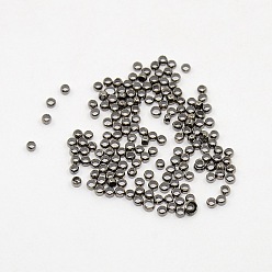 Gunmetal Brass Crimp Beads, Rondelle, Gunmetal, about 2mm in diameter, 1.2mm long, hole: 1.2mm