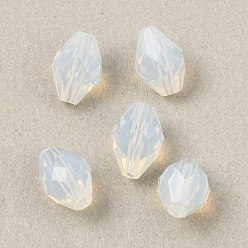 Blanc K 9 perles de verre, verre imitation perles de cristal autrichien, losange, facette, blanc, 11x7.5~8x7.5~8mm, Trou: 1.2~1.4mm