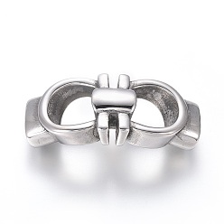 Античное Серебро 304 ссылки нержавеющей стали, для изготовления кожаных браслетов, прямоугольные, античное серебро, 19.5x44x8 мм, отверстие : 12x6 мм