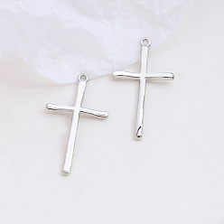 Cross Подвески из сплава , платина, крест очарование, крестик, 37x21 мм