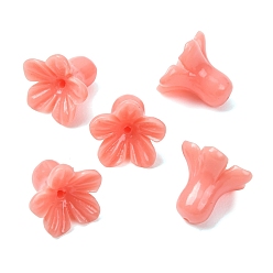 Orange Red Dyed Synthetic Coral Carved Beads, Flower, Orange Red, 12x14mm, Hole: 1.1mm