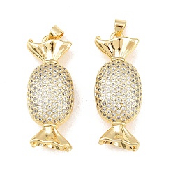 Настоящее золото 18K Латунные микро проложить кубического циркония подвески, конфеты прелести, долговечный, стойки покрытие, без свинца и без кадмия, реальный 18 k позолоченный, 37.5x14x9.5 мм, отверстие : 4x3.5 мм