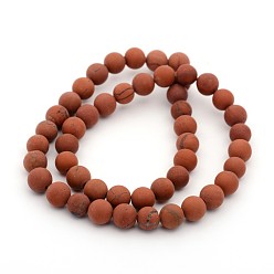 Red Jasper Frosted Grade A Natural Red Jasper Round Bead Strands, 8mm, Hole: 1mm, about 48pcs/strand, 15.5 inch