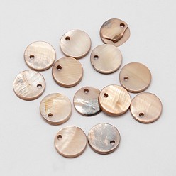 чертополох Окрашенные раковины плоские круглые подвески, чертополох, 11x2 мм, отверстие : 1 мм