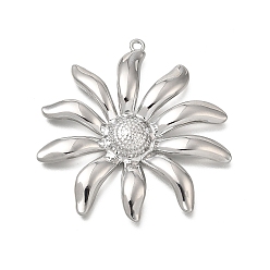 Platinum Alloy Pendants, Sunflower Charms, Platinum, 46x44.5x5mm, Hole: 1.6mm