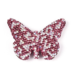 Розовый Бусины из полимерной глины ручной работы в форме бабочки, украшенные стразами., для самодельных телефонных брелоков, принадлежности для изготовления ручек и ювелирных изделий, светло-розовый, 40.5~41.5x52.5~54x11.5~12 мм, отверстие : 1.7~2 мм