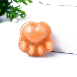 Солнечный Камень Резные статуэтки с принтом кошачьей лапы из натурального солнечного камня, статуи для украшения рабочего стола для домашнего офиса, 30 мм