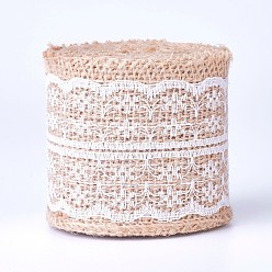 Weiß Sackleinenband, hessisches Band, Juteband, mit Spitze, für Schmuck machen, weiß, 2-1/8 Zoll (55 mm), ca. 2 m / Rolle