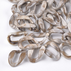 Tan Acrylic Linking Rings, Quick Link Connectors, For Curb Chains Making, Imitation Gemstone Style, Twist, Tan, 37.5x27x12.5mm