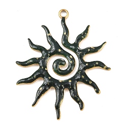 Темно-Зеленый 304 подвески из нержавеющей стали, солнце, темно-зеленый, 40x34x2 мм, отверстие : 2 мм