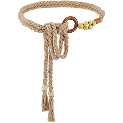 Цвет Древесины 1 плетеные хлопковые пояса ручной работы с кисточками для женщин и дамских платьев, деревесиные, 1400x10 мм