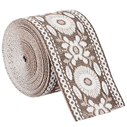 Gris 5 Ruban vintage en polyester jacquard, fleur, ruban tissé brodé, grises , 2-3/8 pouces (60 mm)