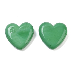 Морско-зеленый Бусины лэмпворк , сердце, цвета морской волны, 19~19.5x20x6.5~7 мм, отверстие : 1.6 мм