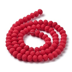 Crimson Glass Beads Strands, Faceted, Frosted, Rondelle, Crimson, 6x4.5mm, Hole: 1mm, about 86pcs/strand, 16.14''(41cm)