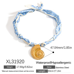 Shell Shape 304 ожерелья-шарфы с подвесками из нержавеющей стали, золотые, формы раковины, 27.17 дюйм (69 см), Кулон : 47.04 мм