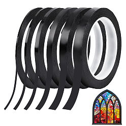 Black 6Rolls 6 Styles 66M PET High-temperature Insulating Tape, Black, 2~13mm, 1roll/style