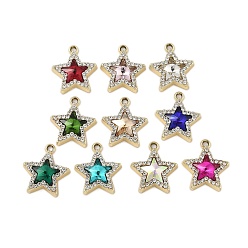 Light Gold K 5 стеклянные подвески, сплавочная фурнитура, УФ-покрытием, звезда, золотой свет, 20x17.5x5 мм, отверстие : 1.8 мм